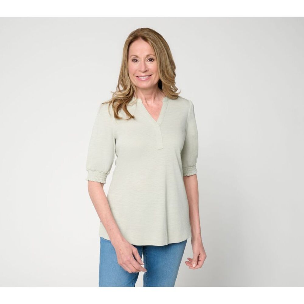 Belle by Kim Gravel Women's Top Sz XS Make Your Selection: Slub Green A723973